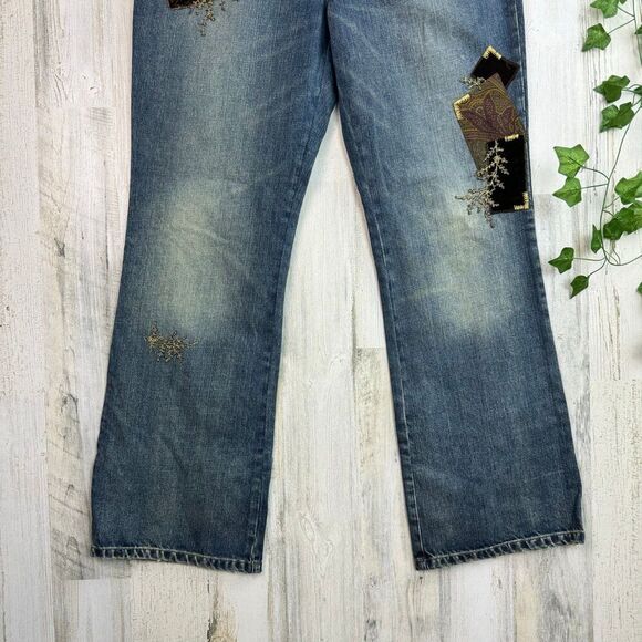 Ralph Lauren boho Distressed Patch Petite 10 Jeans - Picture 3 of 12